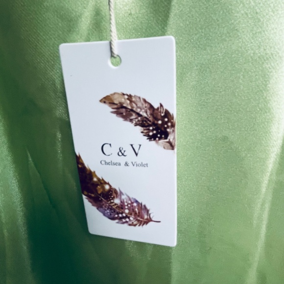 Chelsea & Violet  Satin Swing Neck Midi Slip Dress in Light Green Size XL - Picture 8 of 13